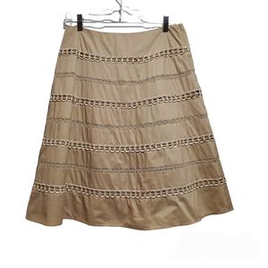 Talbots Embroidered Cotton A-line Skirt